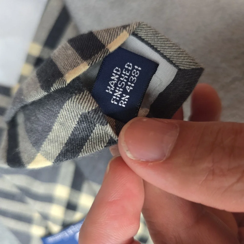 Vintage Polo Ralph Lauren Tie Gray Plaid Cotton Black Pony Logo Made in USA